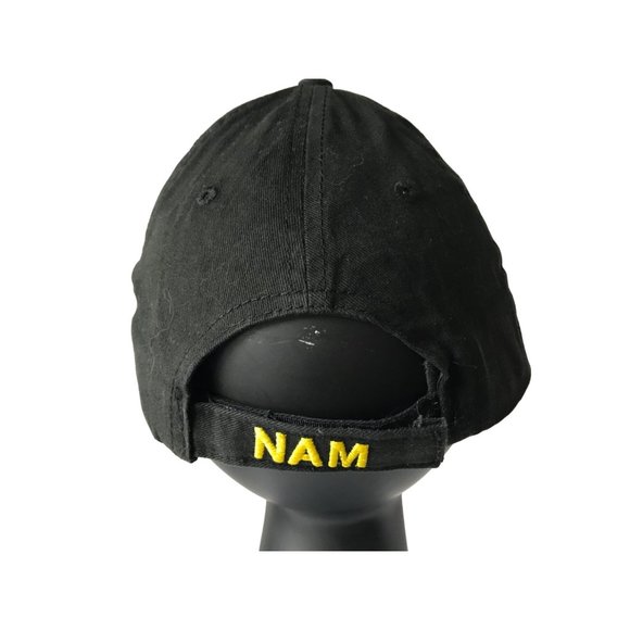 VIETNAM Veteran NAM Flag Patriot Black Eagle Crest Denim Adjustable Cap Hat Lid - Picture 3 of 7